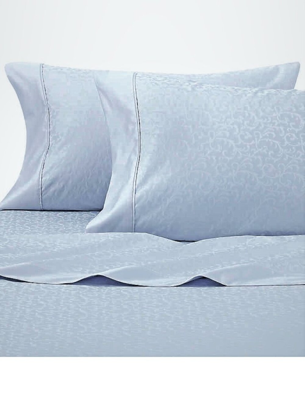 new LIGHT BLUE Wamsutta 625 TC SCROLL PATTERN 100% Cotton KING Pillowcases